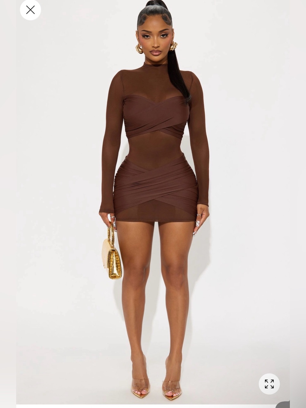 Fashion nova Chocolate Brown Long-Sleeve Bodycon Mini Dress